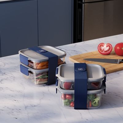 Kit Marmiteira Lunch Box Electrolux Plástico Azul Resistente a Temperatura 2 Unidades