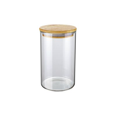 Pote de Vidro Euro Home Slim 1L com Tampa de Bambu