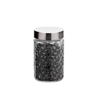 Pote de Vidro Euro Home Rattan com Tampa Inox 1?L