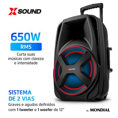Caixa de Som Amplificada Mondial XSound CM-650-N 650W Bluetooth