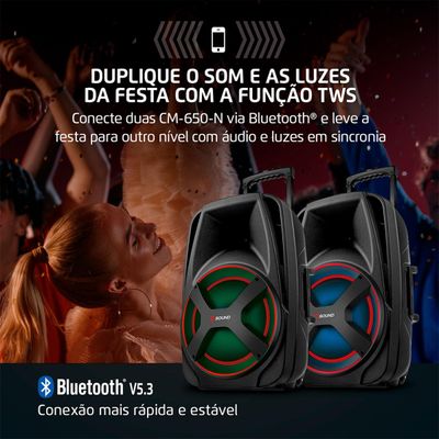 Caixa de Som Amplificada Mondial XSound CM-650-N 650W Bluetooth