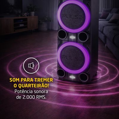 Torre de Som Pulse SP518 2000W RMS Bluetooth TWS LED