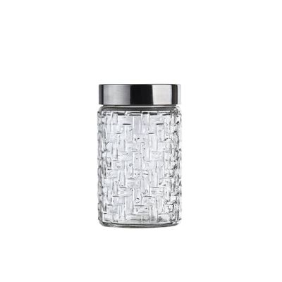 Pote de Vidro Euro Home Rattan com Tampa Inox 1?L
