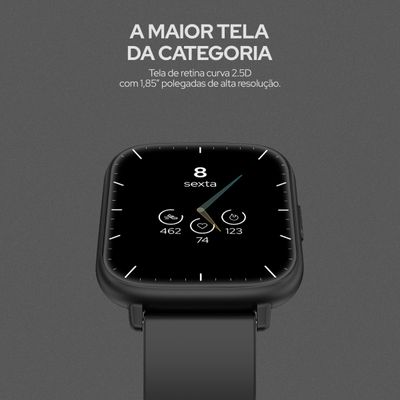 Smartwatch Geonav WB Tela 1,85" 45mm 24 Modos Esportivos Fitness Tracker Preto