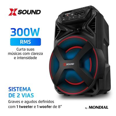 Caixa de Som Amplificada Mondial XSound CM-300-N 300W Bluetooth