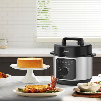 Panela de Pressão Elétrica Mecânica Midea 4L Inox Preta / 220