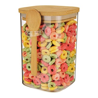 Pote Quadrado Slim Euro Home Vidro 1,1L