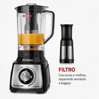 Liquidificador Mondial Turbo Inox L-1400 1400W Preto / 220