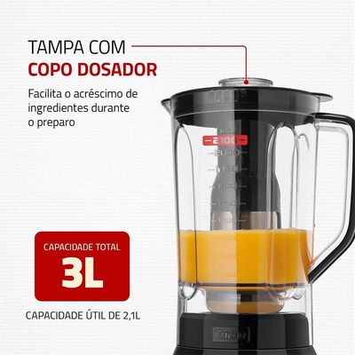 Liquidificador Mondial Turbo Inox L-1400 1400W Preto / 220