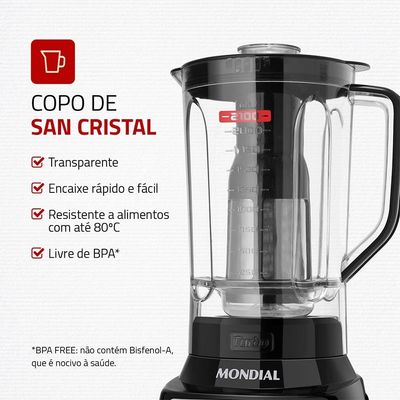 Liquidificador Mondial Turbo Inox L-1400 1400W Preto / 220