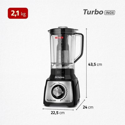 Liquidificador Mondial Turbo Inox L-1400 1400W Preto / 220