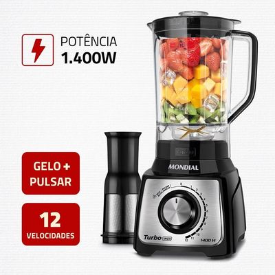 Liquidificador Mondial Turbo Inox L-1400 1400W Preto / 220