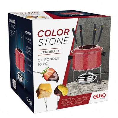 Conjunto de Fondue Euro Home Colorstone Vermelho