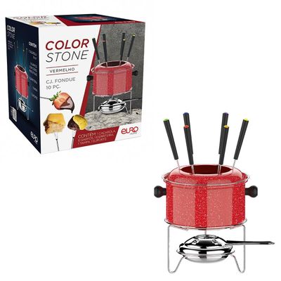 Conjunto de Fondue Euro Home Colorstone Vermelho