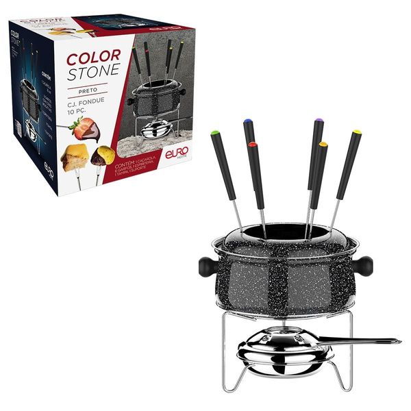 Conjunto de Fondue Euro Home Colorstone Preto