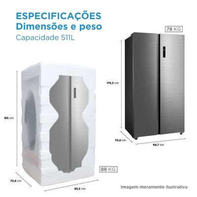 Geladeira Fost Free Side by Side Midea MD-RS710 Inox / 110