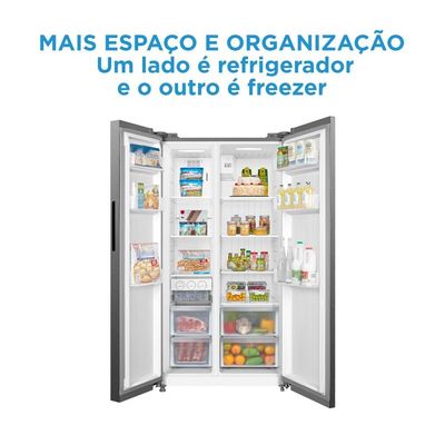 Geladeira Fost Free Side by Side Midea MD-RS710 Inox / 110