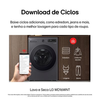 Lava e Seca LG WD16GNTS6 16kg/10kg Black Inox Inox / 220
