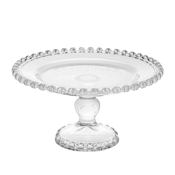Prato Redondo de Cristal com Pé Lyor Coração