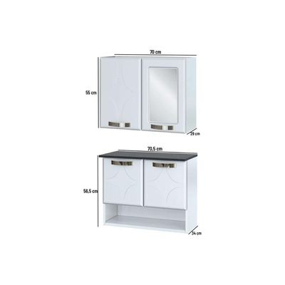 Gabinete de Banheiro c/ Espelho Rubi 2 Portas Branco - Telasul