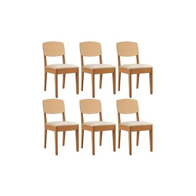 Cadeira de Cozinha Havana Premium Kit 6 Un Naturalle/Suede Creme - Rufato