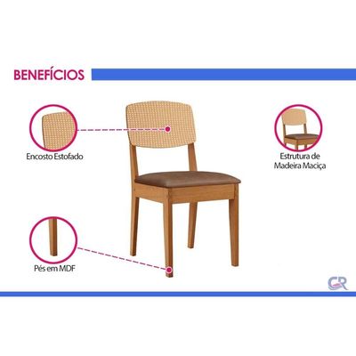 Cadeira de Cozinha Havana Premium Kit 6 Un Naturalle/Suede Creme - Rufato