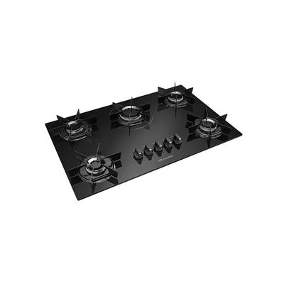 Cooktop Mueller 5 Bocas com Ultra Chama, Mesa de Vidro e Acendimento Superautomático, MCG5BB, Preto Bivolt