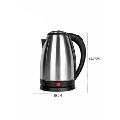 Chaleira Elétrica Inox 2L 1100W com Desligamento Automático e Base 360° –-Ferve Rápido e com Segurança | 110V Preto