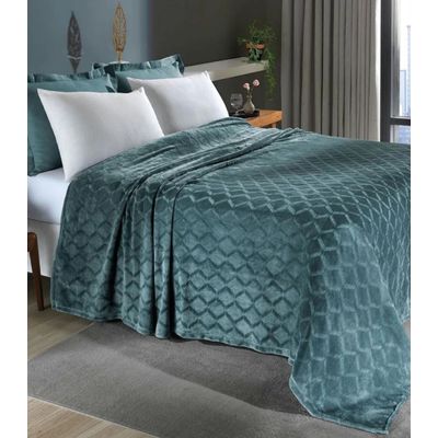 Cobertor Flannel Queen Lar E Lazer Verde UN / Verde