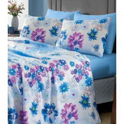 Jogo de Cama 150 Fios Casal 4 Peças Lar E Lazer Azul UN / Azul