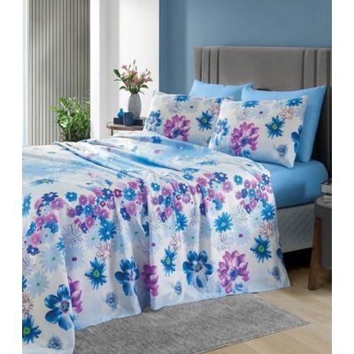 Jogo de Cama 150 Fios Casal 4 Peças Lar E Lazer Azul UN / Azul