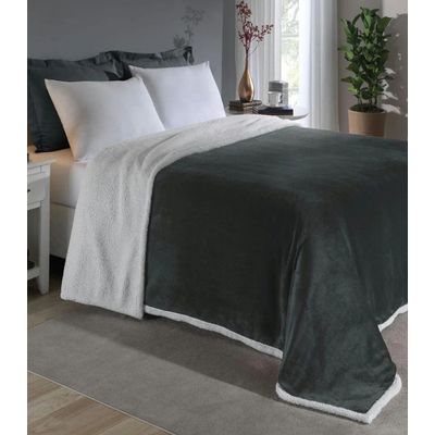Cobertor Sherpa Dupla Face Queen Lar E Lazer Cinza UN / Cinza