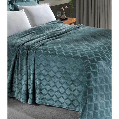 Cobertor Flannel Queen Lar E Lazer Verde UN / Verde