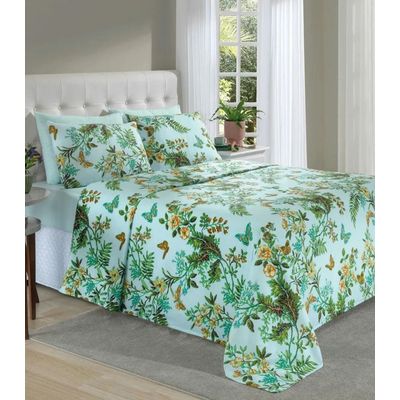 Jogo De Cama Solteiro 3 Peças Lar E Lazer Verde UN / Verde
