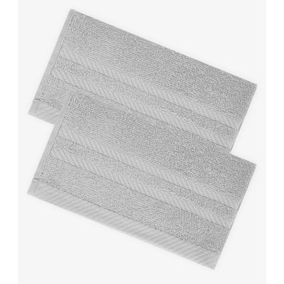 Kit 2 Toalhas De Rosto De Algodão Rovitex Home Cinza UN / Cinza