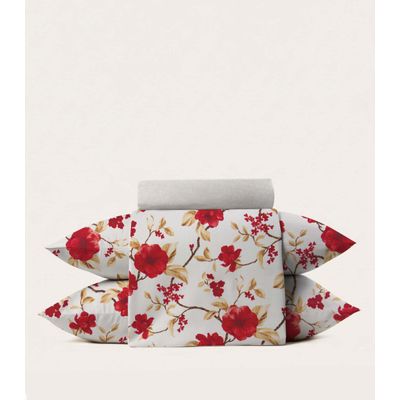 Jogo De Cama 4 Peças Supercal Queen Corttex Vermelho UN / Vermelho