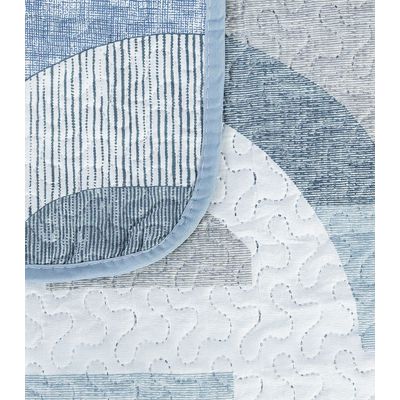 Colcha Dupla Face Queen 150 Fios Camesa Azul UN / Cinza