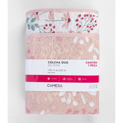 Colcha Dupla Face Solteiro 150 Fios Camesa Rosa UN / Rosa