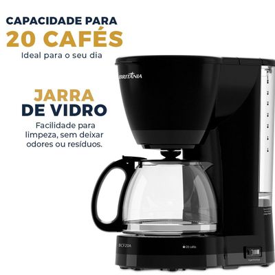 Cafeteira Britânia Jarra de Vidro 20 Cafés 800ml BCF20A 127V