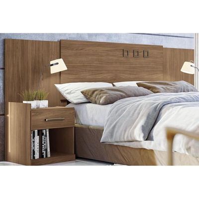 Painel Cama Box Madeirado Casal/Queen Havana Plus 2Mesas 2Gavs Jatoba/Atacama-Santos Andirá