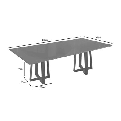 Mesa Jantar Elma Madeira Maciça c/ Tampo Madeirado c/ Vidro 180x90cm Carvalho/Off White Kappesberg