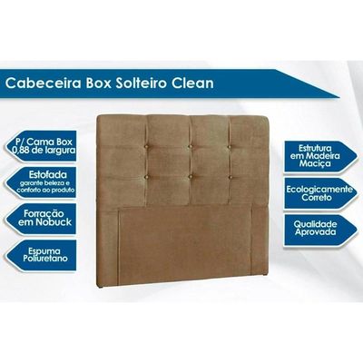 Cabeceira Cama Box Estofada Solteiro Clean Plus Suede Bege - Simbal