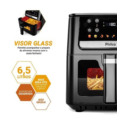 Fritadeira Elétrica Philco PAF65A Redstone 6,5L 1700W Air Flow Preta Preto / 110