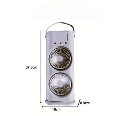 Mini Climatizador Duplo de Mesa USB 3 Velocidades 600ml Silencioso Compacto Branco
