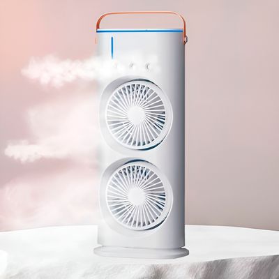 Mini Climatizador Duplo de Mesa USB 3 Velocidades 600ml Silencioso Compacto Branco