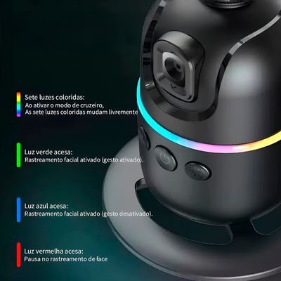 Suporte Inteligente com Rastreamento Automático 360° para Celular, Tripé e Videochamadas Pro