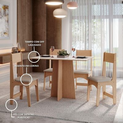 Conjunto Mesa com 4 Cadeiras Sonetto Amanda Retangular