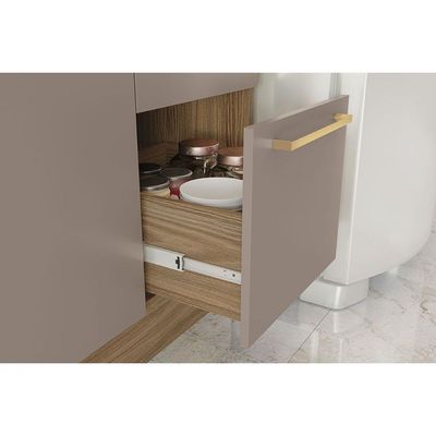 Gabinete Cozinha Balcão Botanic M624 2Portas 3Gavs s/Tampo 120cm Nogueira/Fendi-Kappesberg