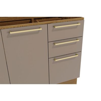 Gabinete Cozinha Balcão Botanic M624 2Portas 3Gavs s/Tampo 120cm Nogueira/Fendi-Kappesberg