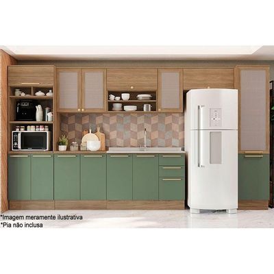 Gabinete Cozinha Balcão Botanic M624 2Portas 3Gavs s/Tampo 120cm Nogueira/Fendi-Kappesberg